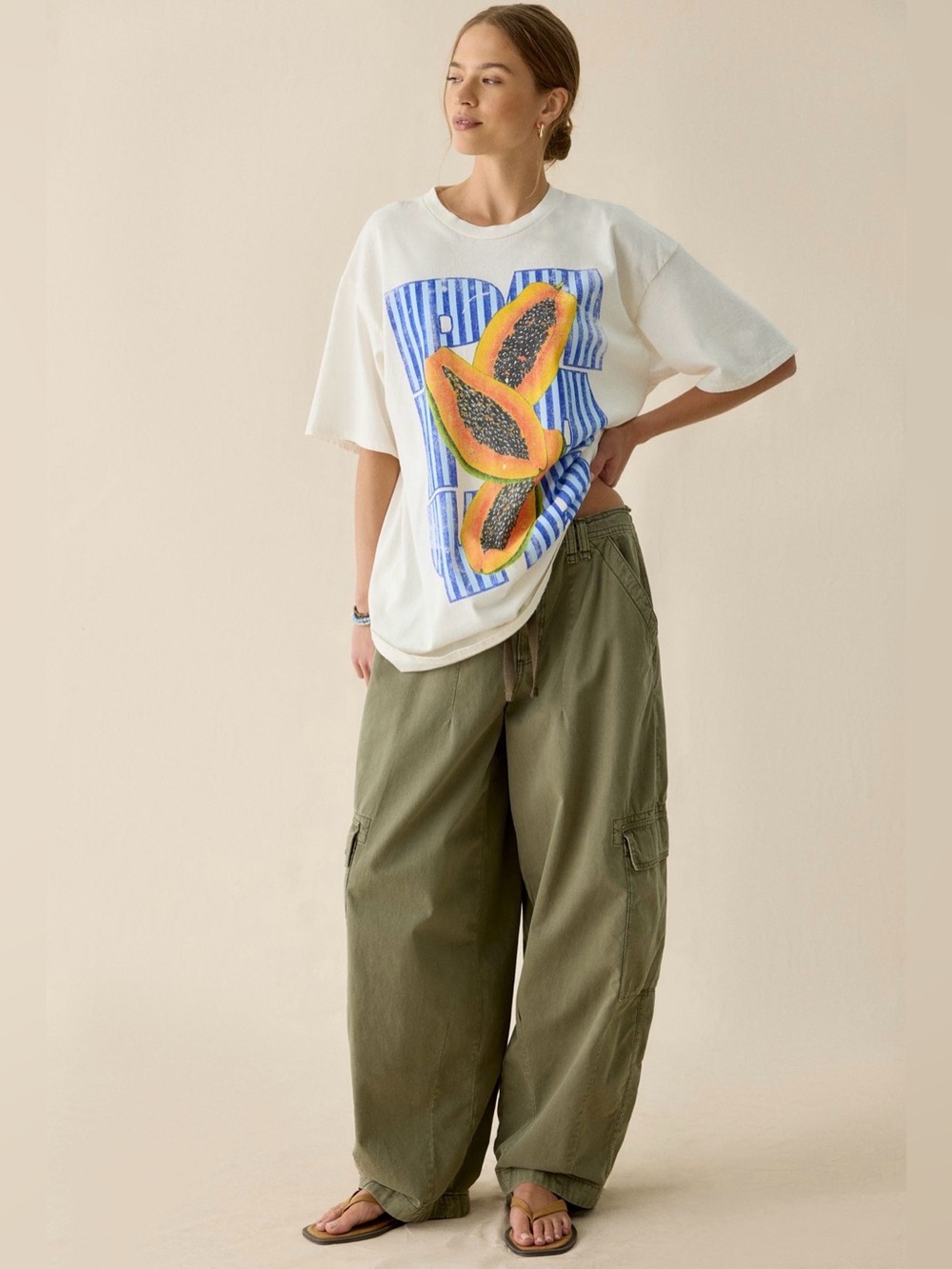 UO Papaya Graphic Oversized Cotton T-Shirt Dress